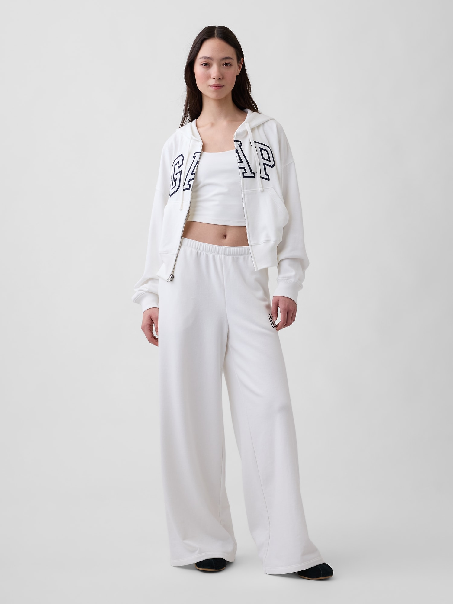 オーバーサイズ GAPロゴ フレンチテリー ジップアップパーカー-1