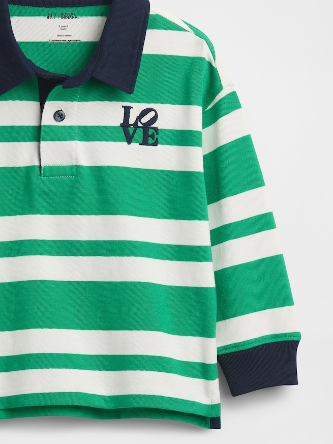 ロバート・インディアナ LOVE ラグビーシャツ (幼児)-2