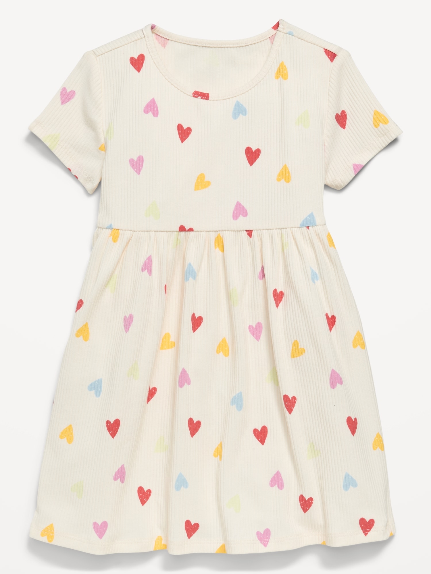 ROBE CÔTELÉE À MANCHES COURTES ET À IMPRIMÉ POUR TOUTE-PETITE FILLE