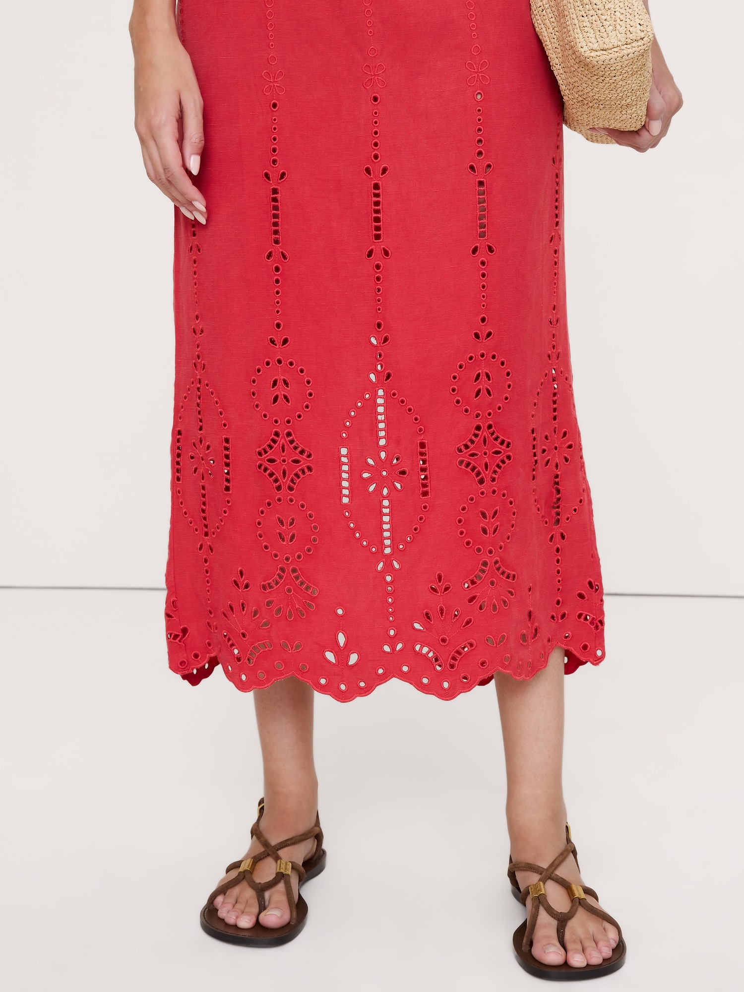 Tencel™-Linen Eyelet Maxi Skirt