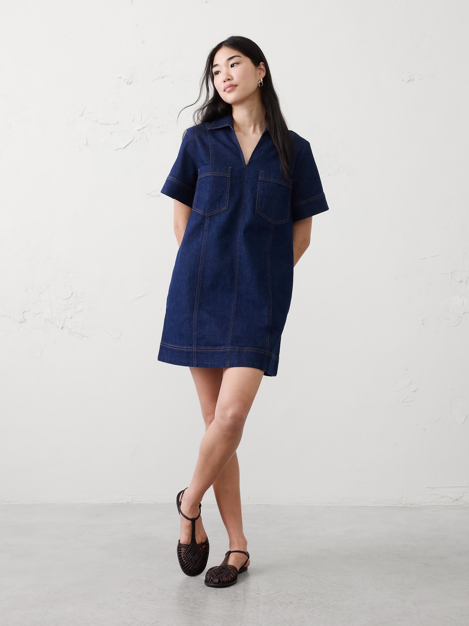 Denim Pocketed Mini Dress