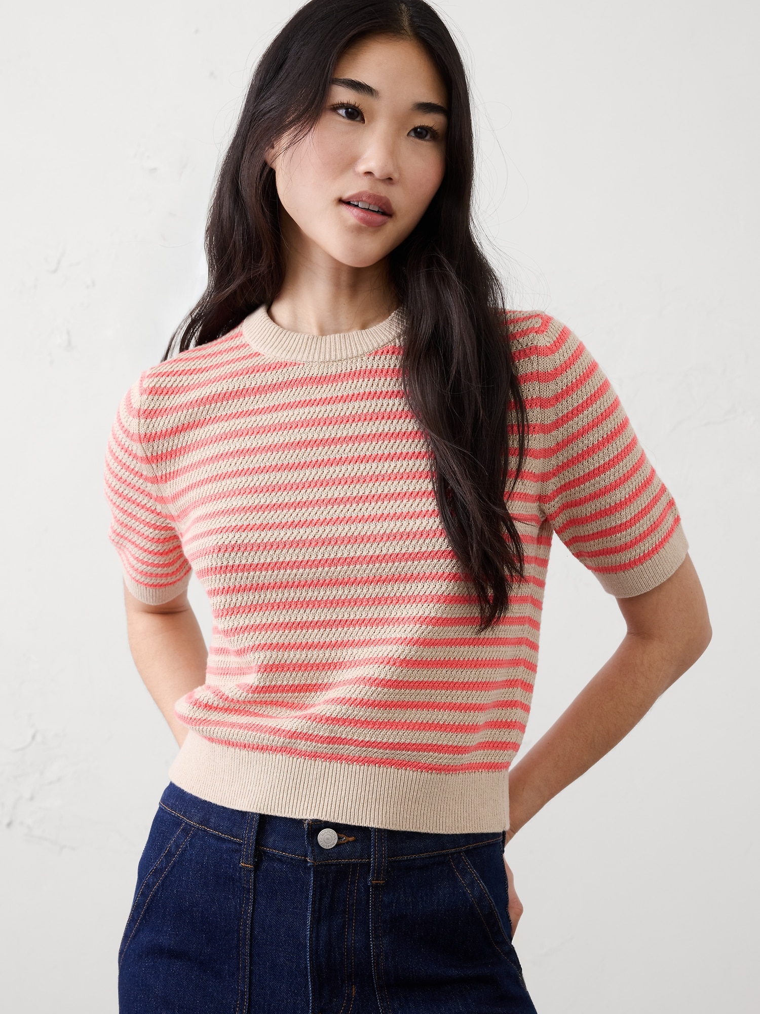 Texture Stitch Cropped Sweater