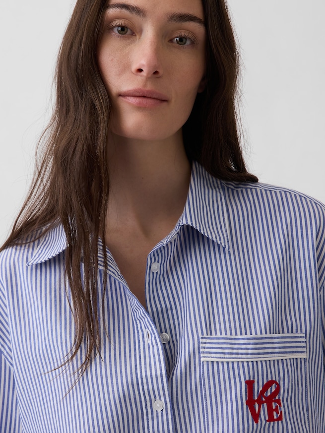 ロバート・インディアナ LOVE ポプリン パジャマシャツ-2