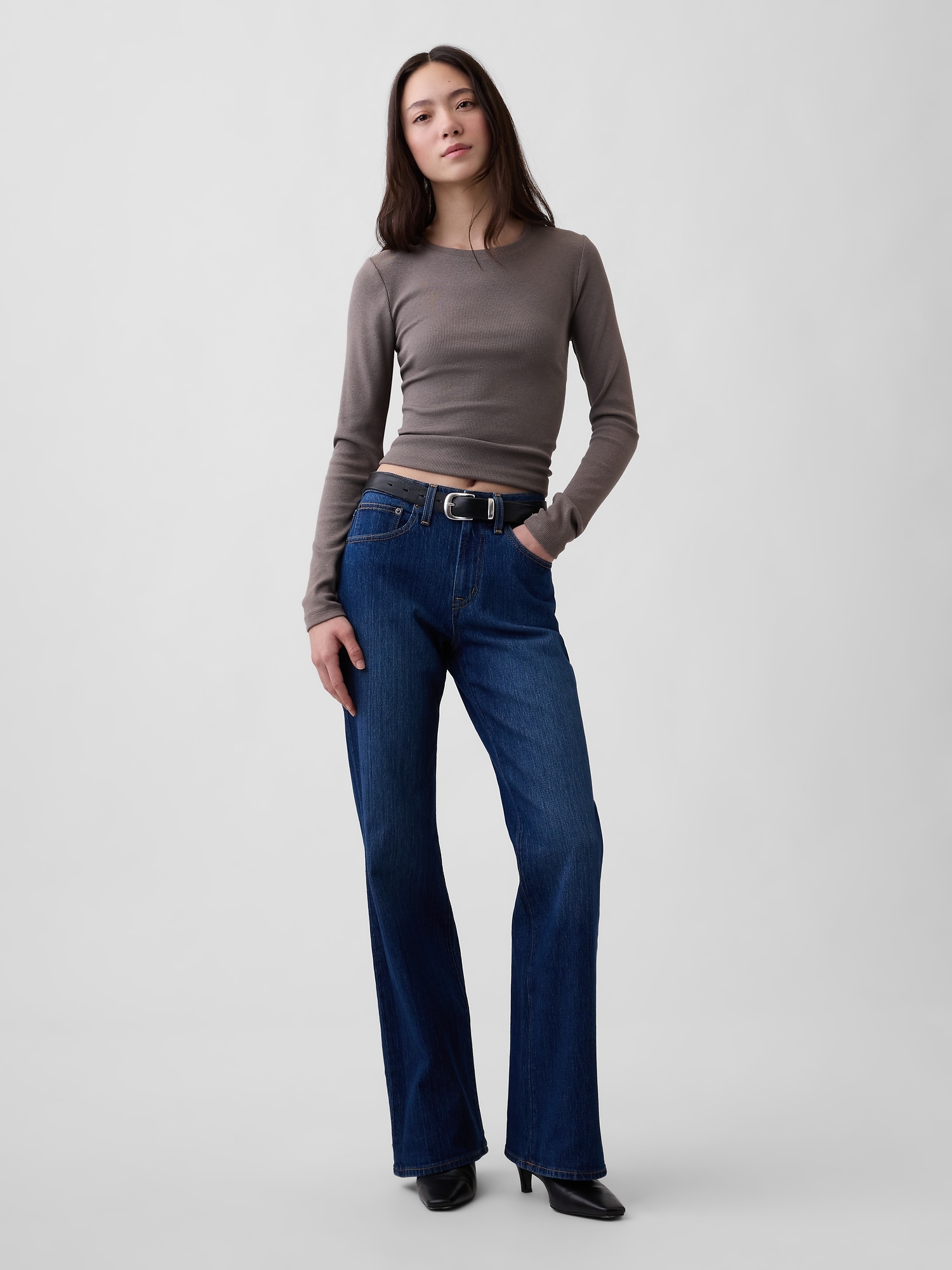 Mid Rise Flare Jeans
