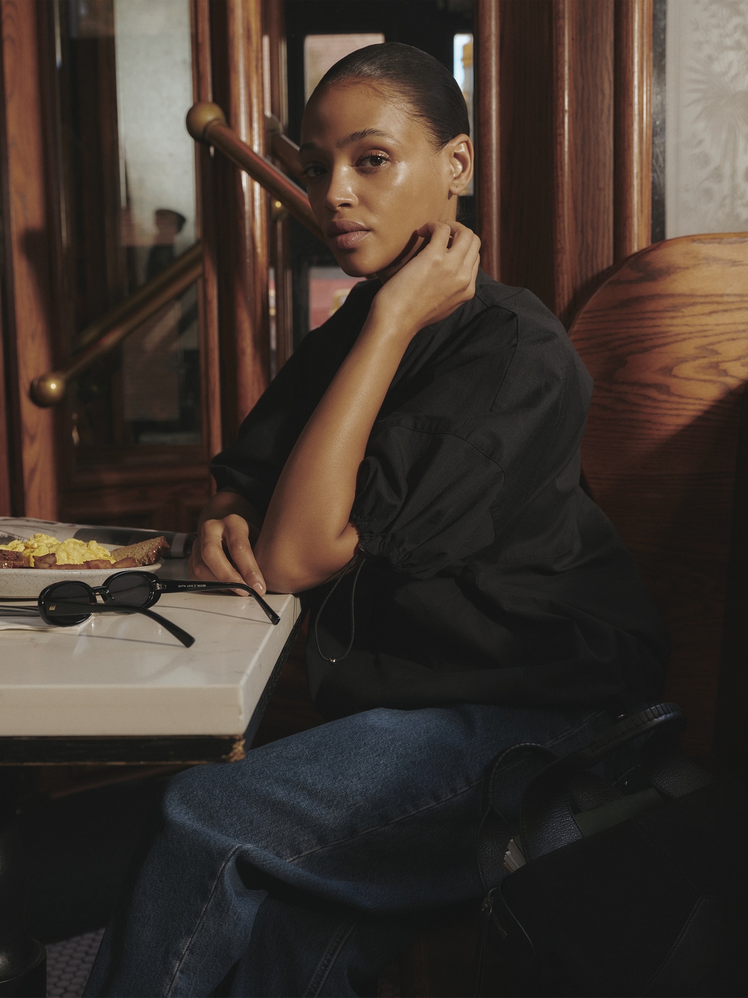 ストレッチ コットン パフスリーブ トップス-4