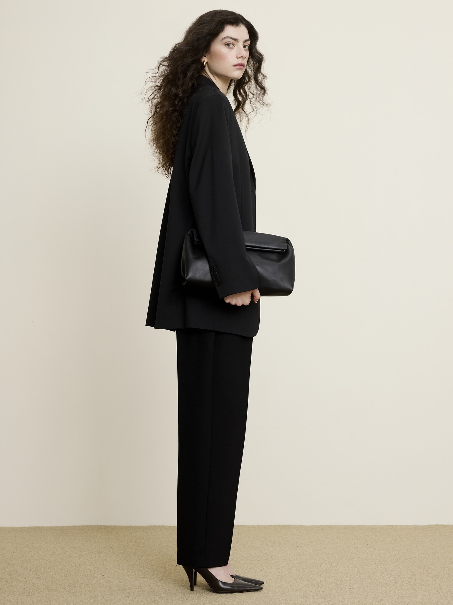 ハイライズ テーパード ドレーピー ポンチ プルオン パンツ-7