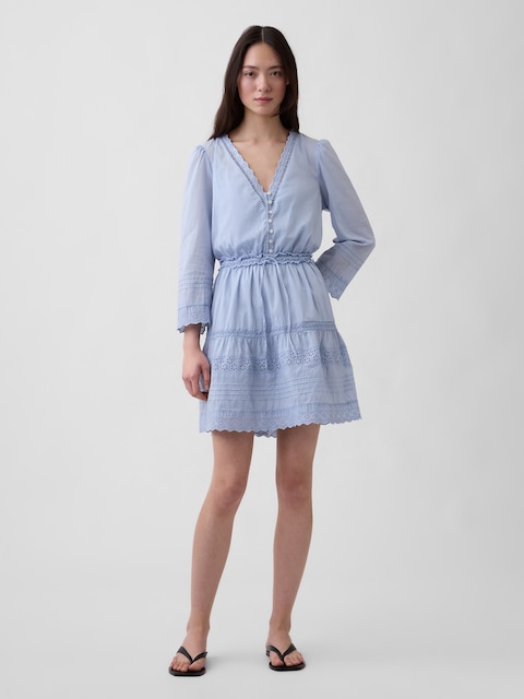 Lace-Trim Mini Dress