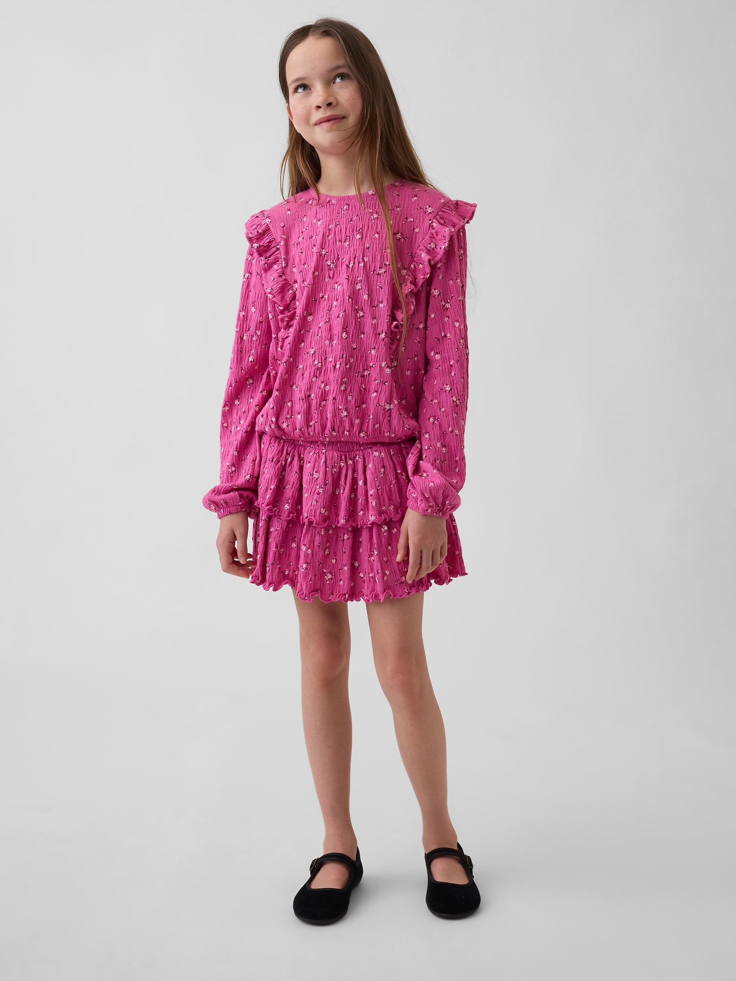 Kids Crinkle Knit Tiered Skort