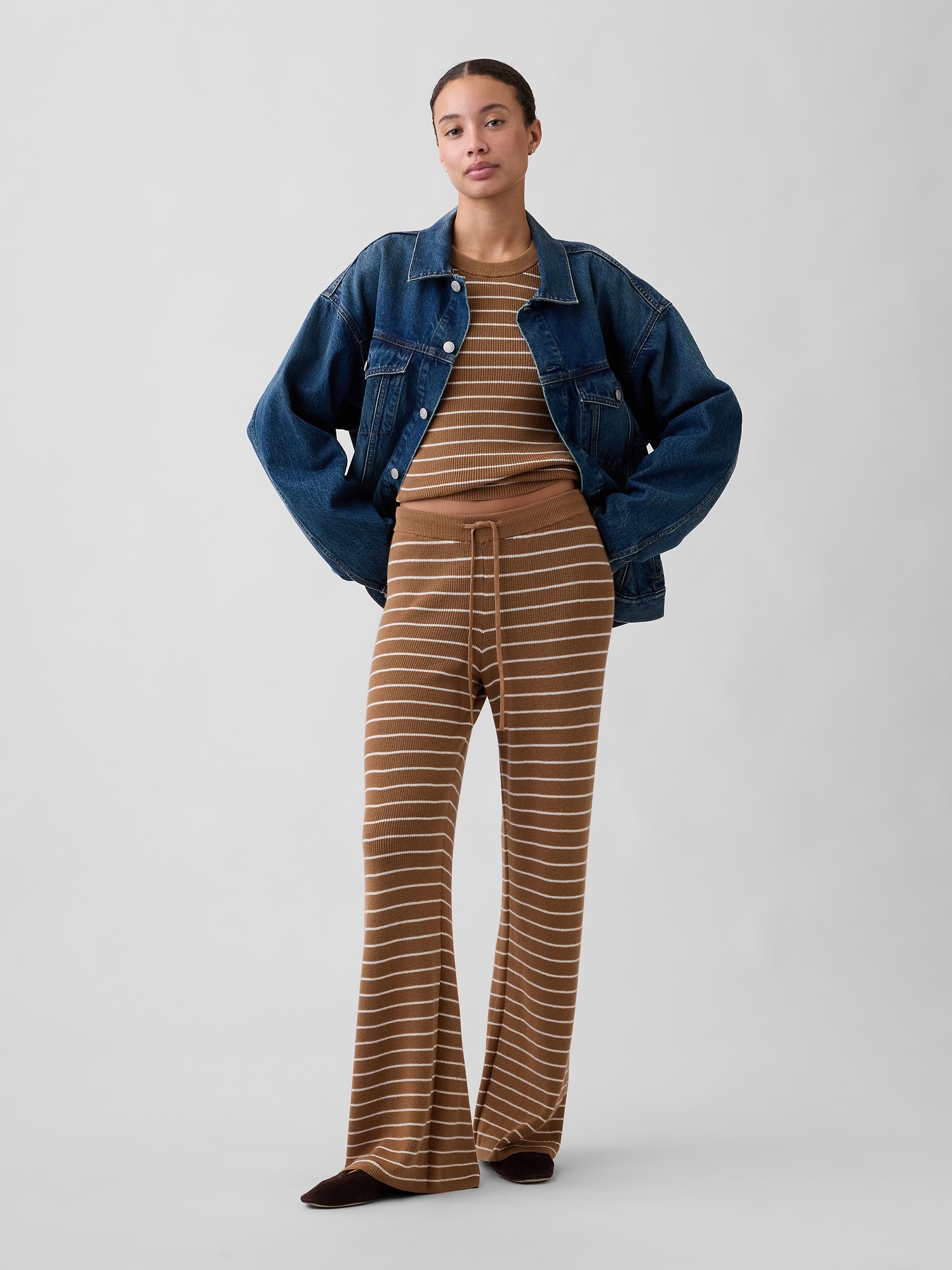 Relaxed Shaker-Stitch Sweater Pants