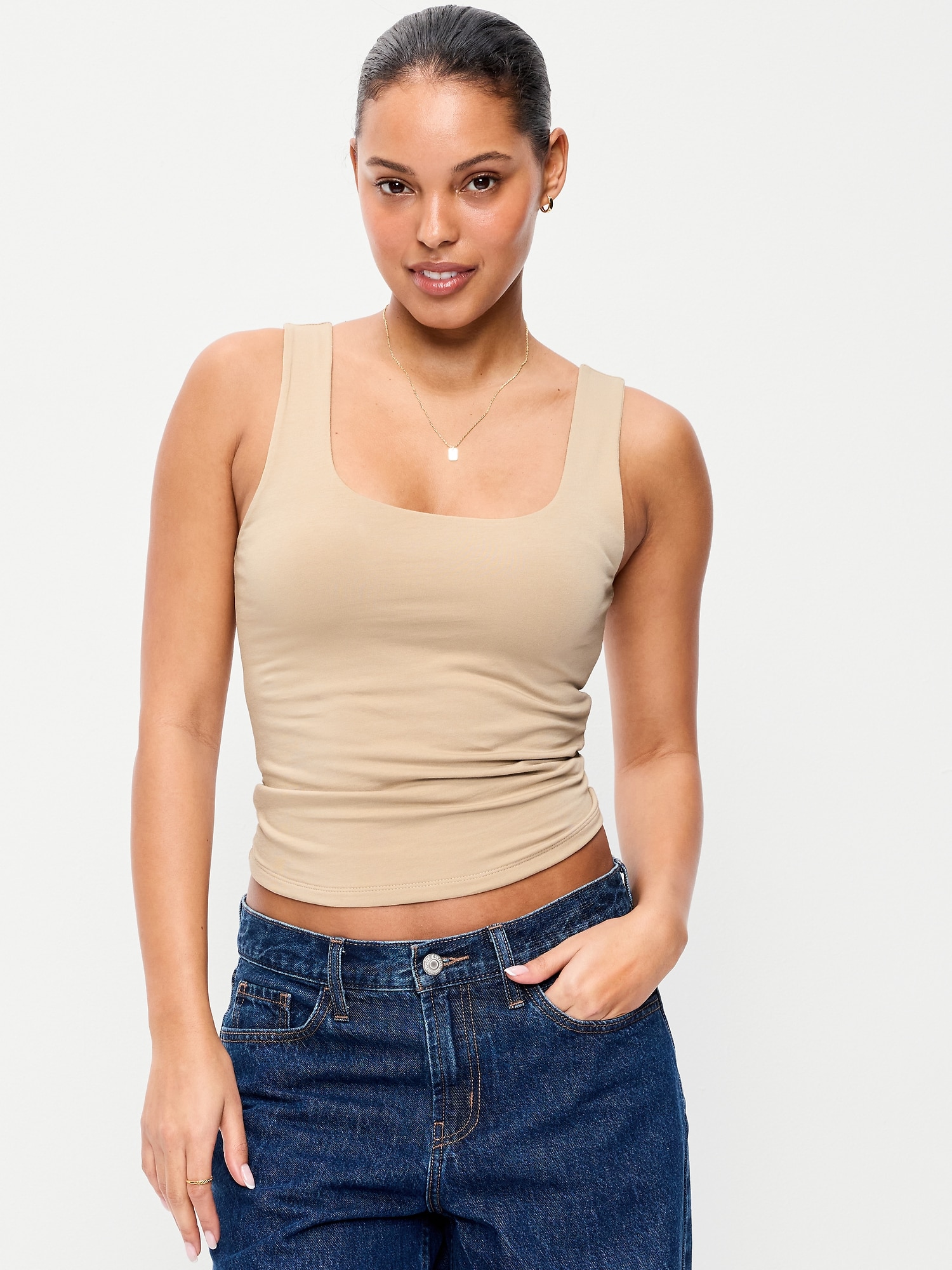 CAMISOLE À ENCOLURE DÉGAGÉE EN TISSU SCULPTANT DOUBLE ÉPAISSEUR