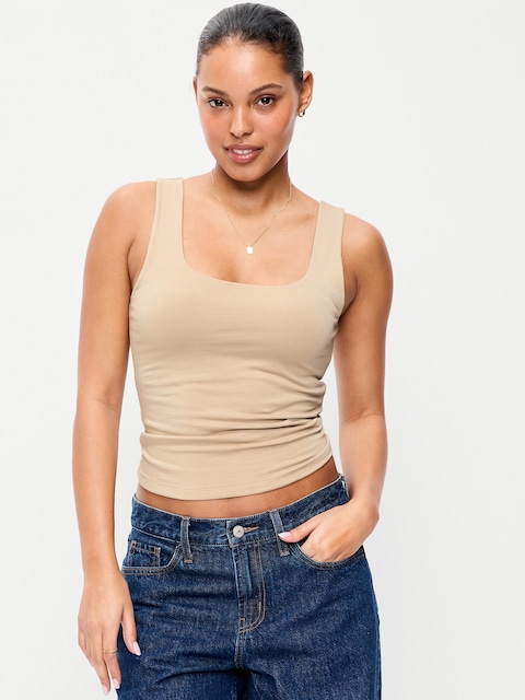 Hug Double-Layer Scoop-Neck Tank Top