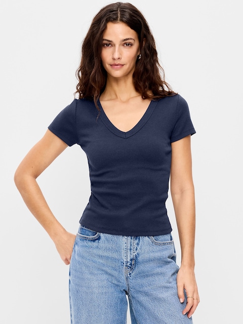 Snug V-Neck Crop T-Shirt