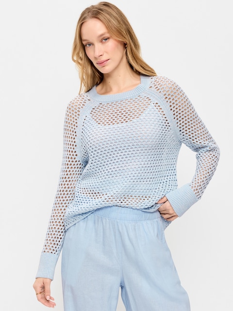 CHANDAIL RAGLAN EN TRICOT DE COTON LITTORAL AJOURÉ