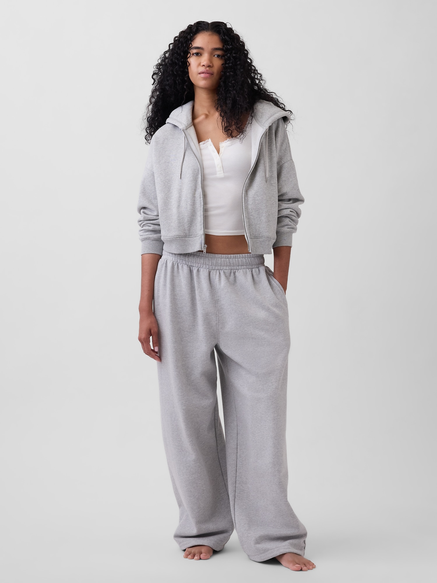 細リブ レース ヘンリーネック パジャマタンクトップ-1