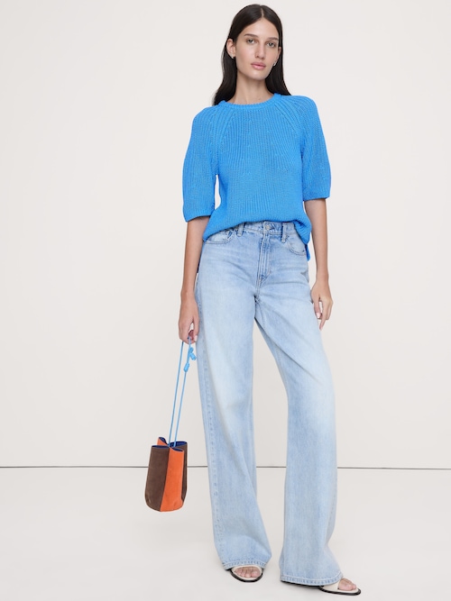 コットン パフスリーブ セーター