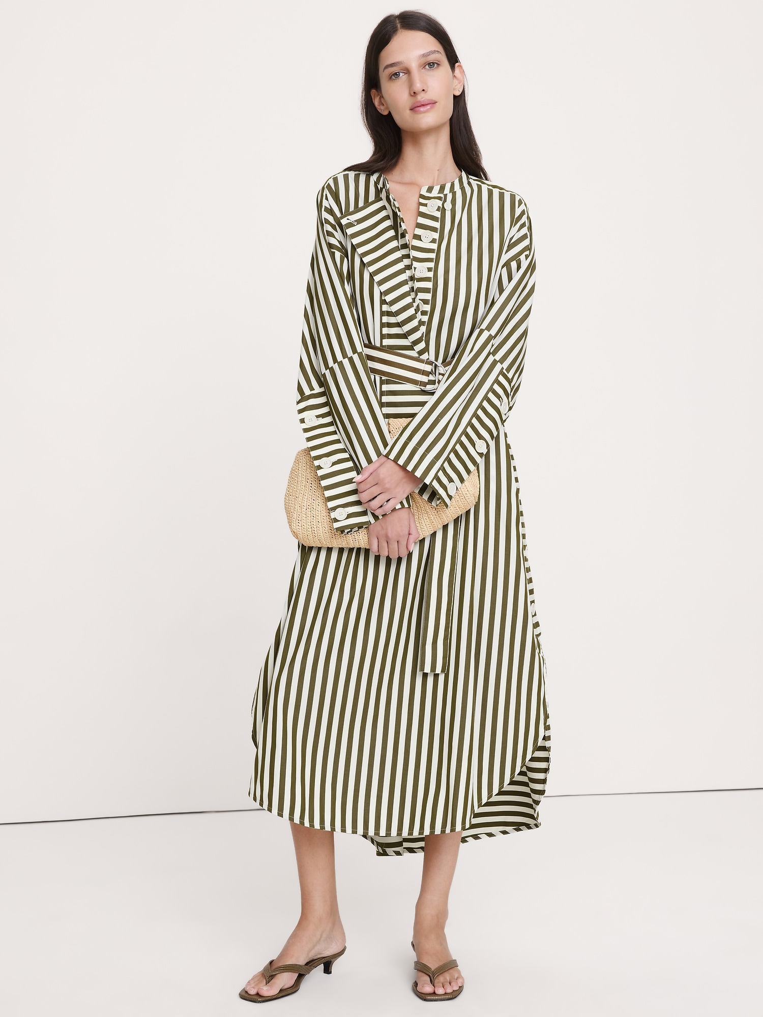 コットン ポプリン ビッグボタン シャツドレス-0