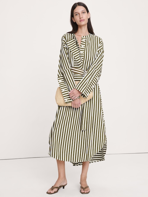 コットン ポプリン ビッグボタン シャツドレス