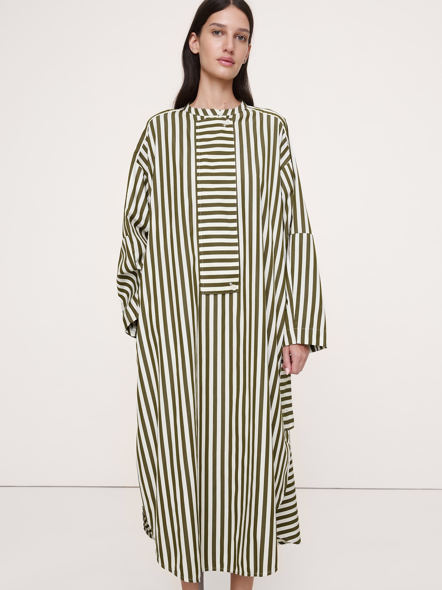 コットン ポプリン ビッグボタン シャツドレス-4