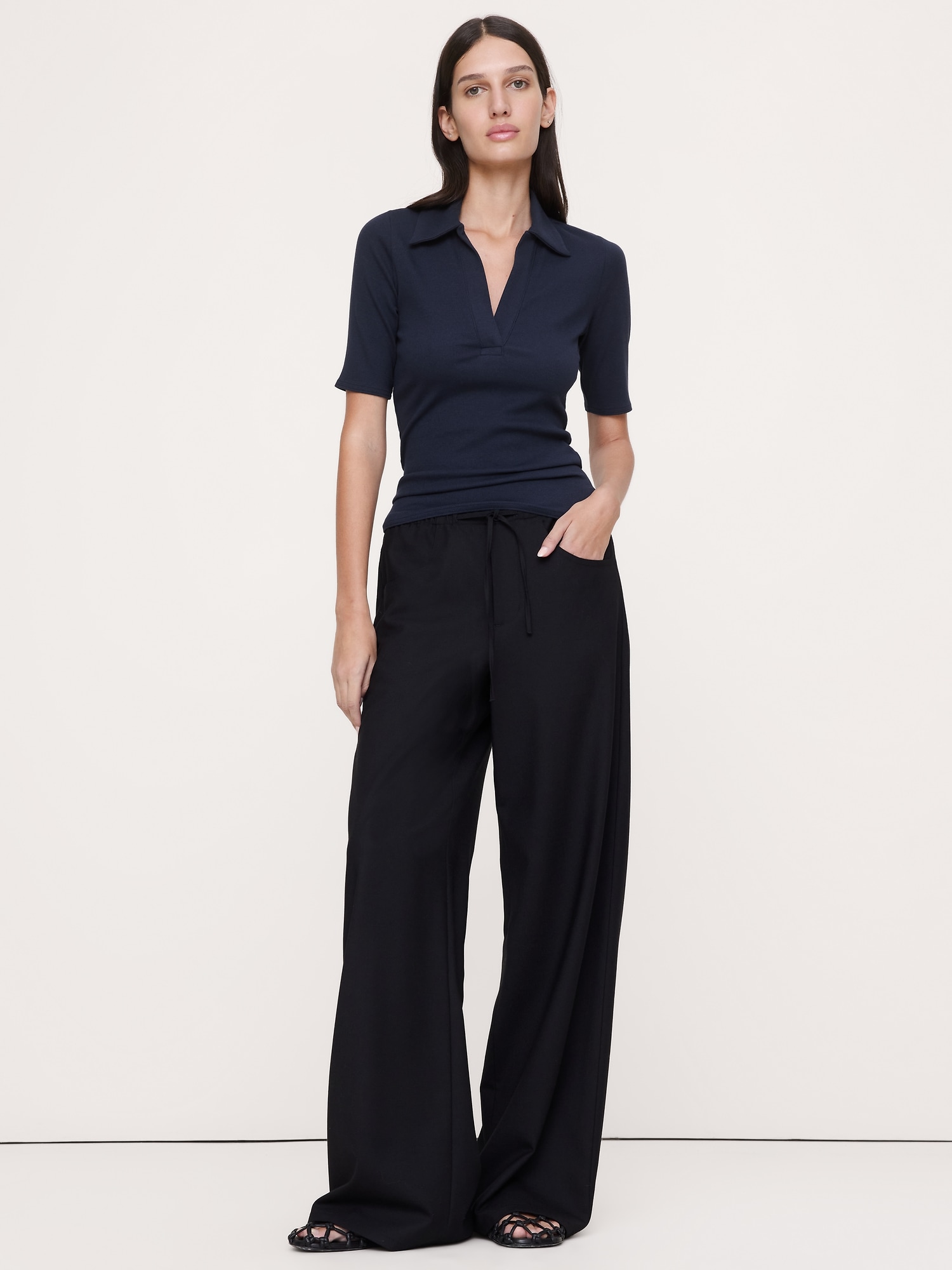 POLO CÔTELÉ À MANCHES AUX COUDES