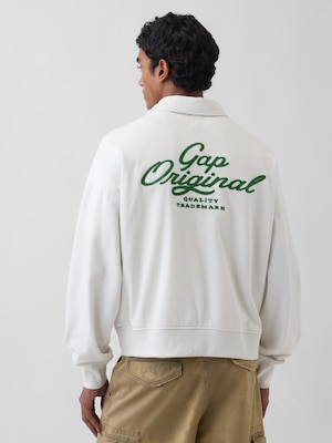 ヴィンテージソフト フレンチテリー オーバーサイズ GAPロゴ クロップド ハーフジップ プルオーバー