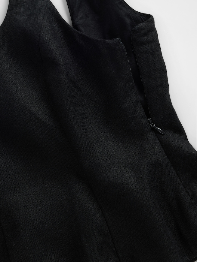 リネンブレンド ペプラムトップス-3