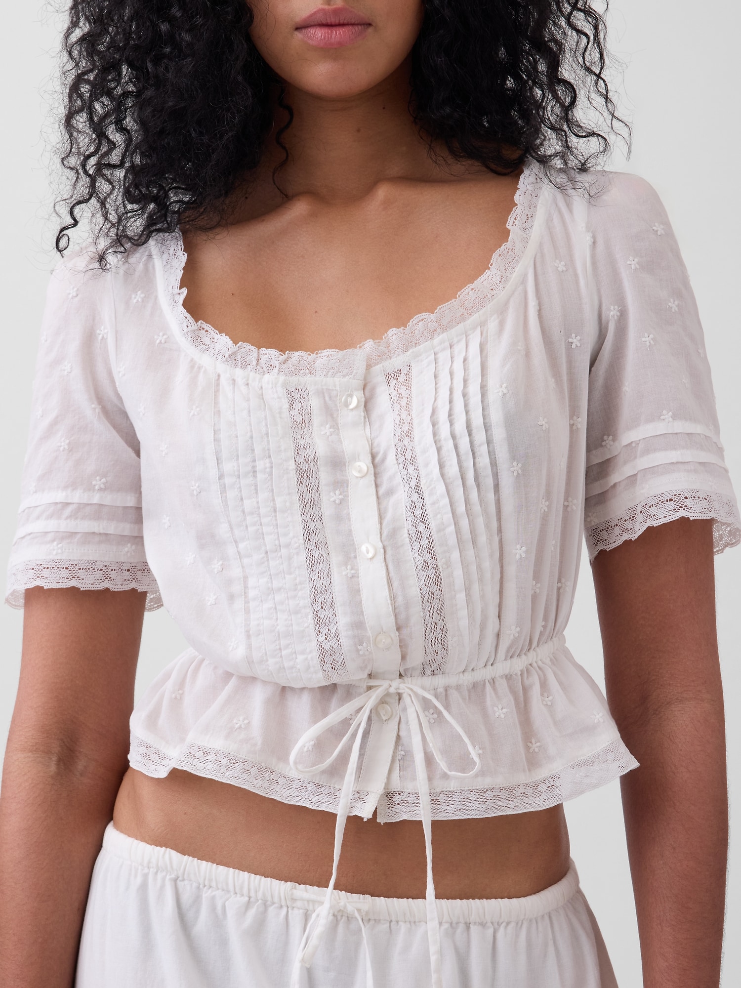 Lace-Trim Peplum Top