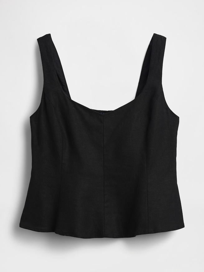 リネンブレンド ペプラムトップス-4