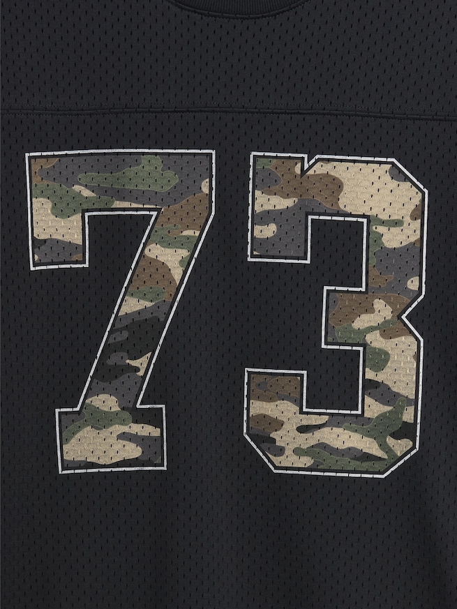 メッシュ オーバーサイズ グラフィック ジャージーTシャツ (キッズ)-4