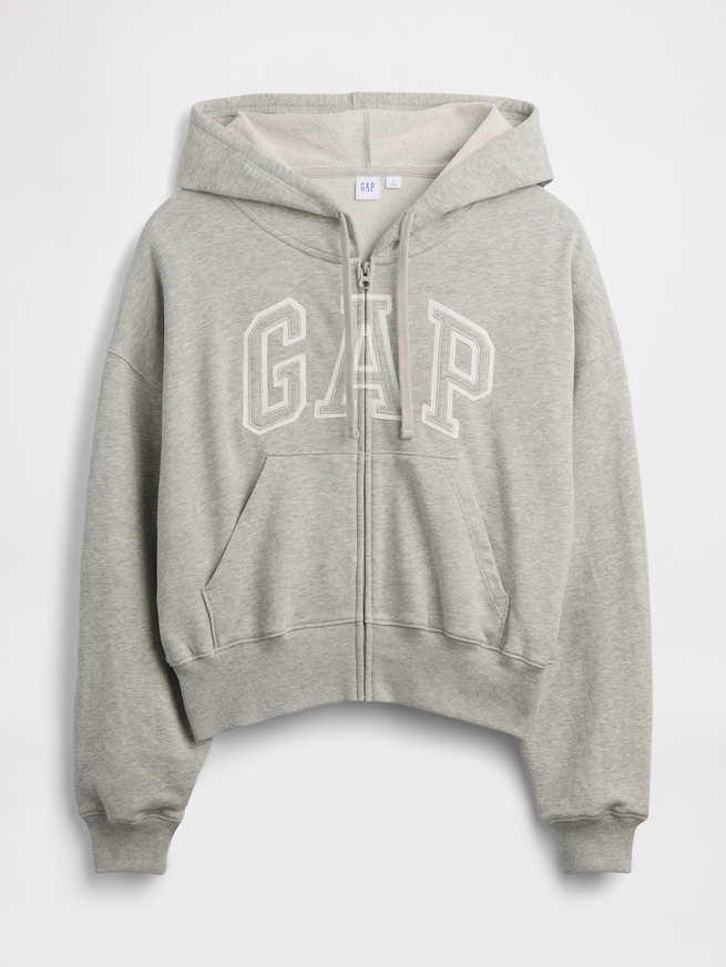 オーバーサイズ GAPロゴ フレンチテリー ジップアップパーカー-4