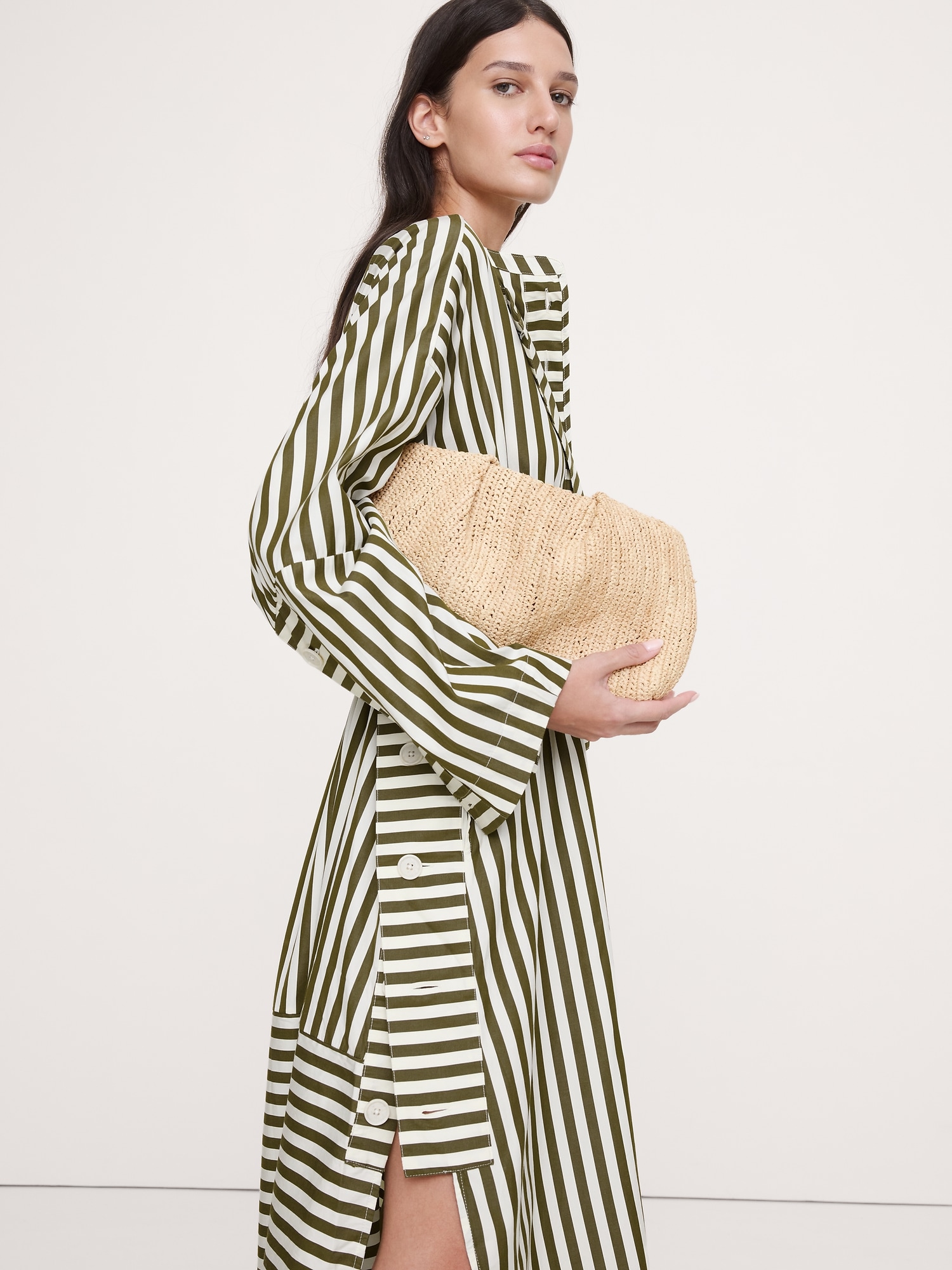 コットン ポプリン ビッグボタン シャツドレス-3