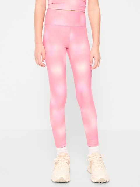 High-Waisted PowerSoft 7/8-Length Leggings for Girls - Pink Tie