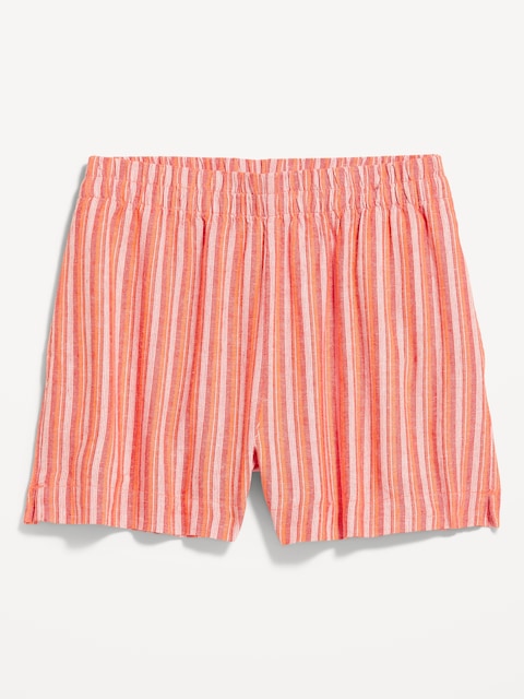 High-Waisted Linen-Blend Shorts -- 3.5-inch inseam