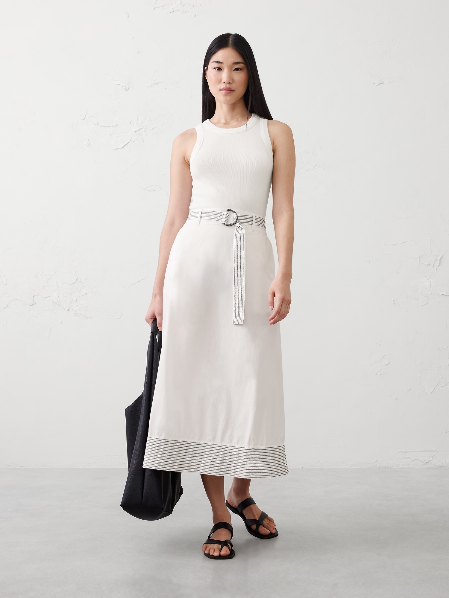 Trapunto Circle-Cut Midi Skirt