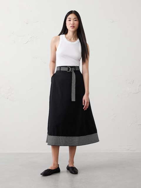 Trapunto Circle-Cut Midi Skirt