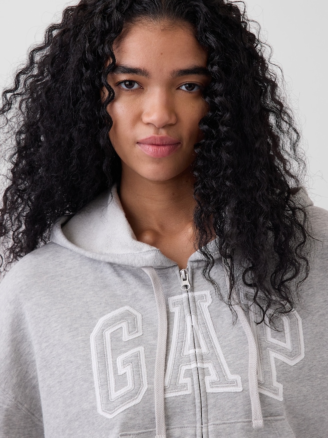 オーバーサイズ GAPロゴ フレンチテリー ジップアップパーカー-3