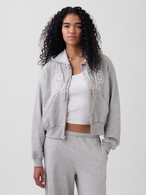 オーバーサイズ GAPロゴ フレンチテリー ジップアップパーカー