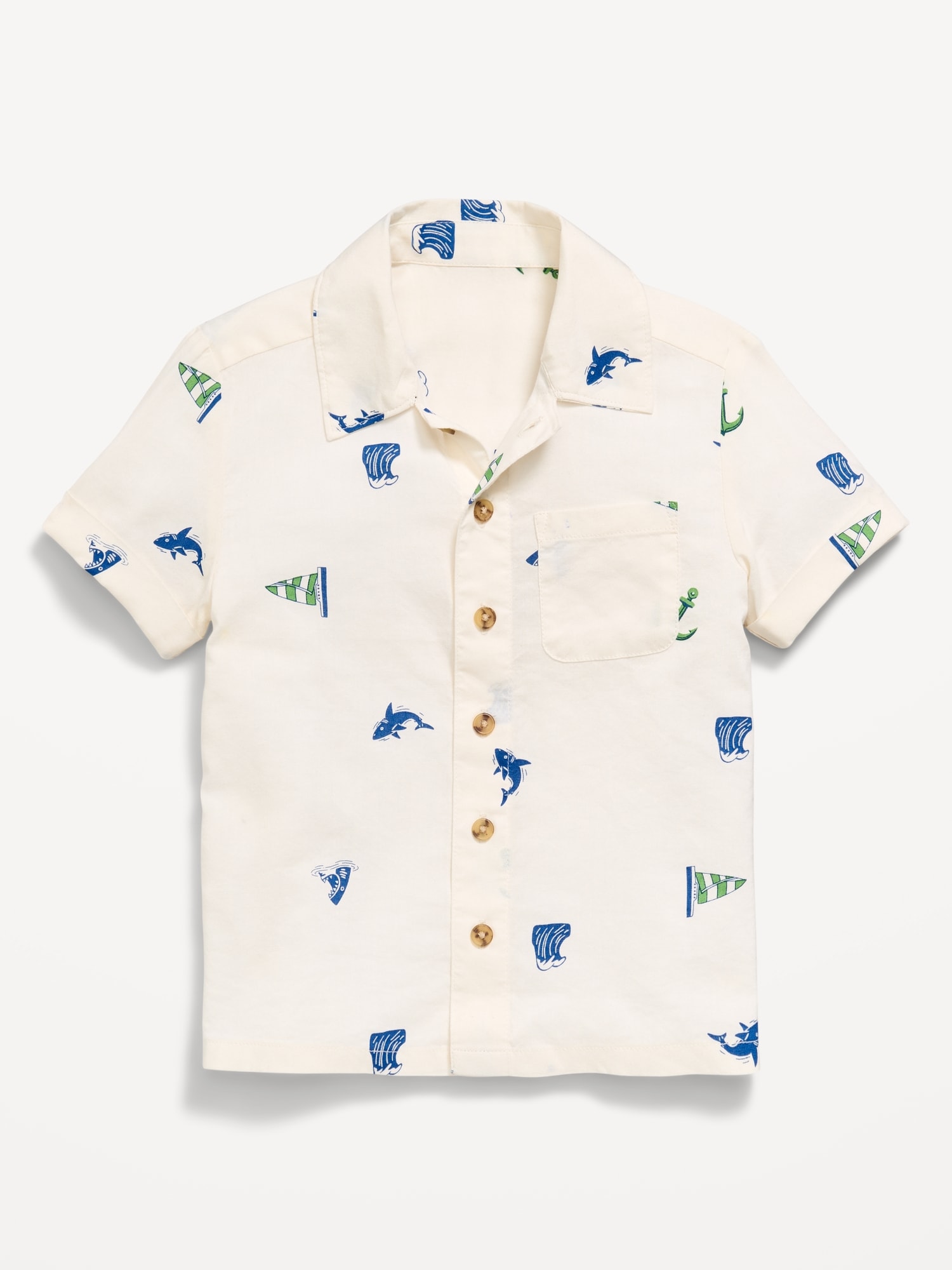 Printed Short-Sleeve Crinkled Pocket Shirt for Toddler Boys