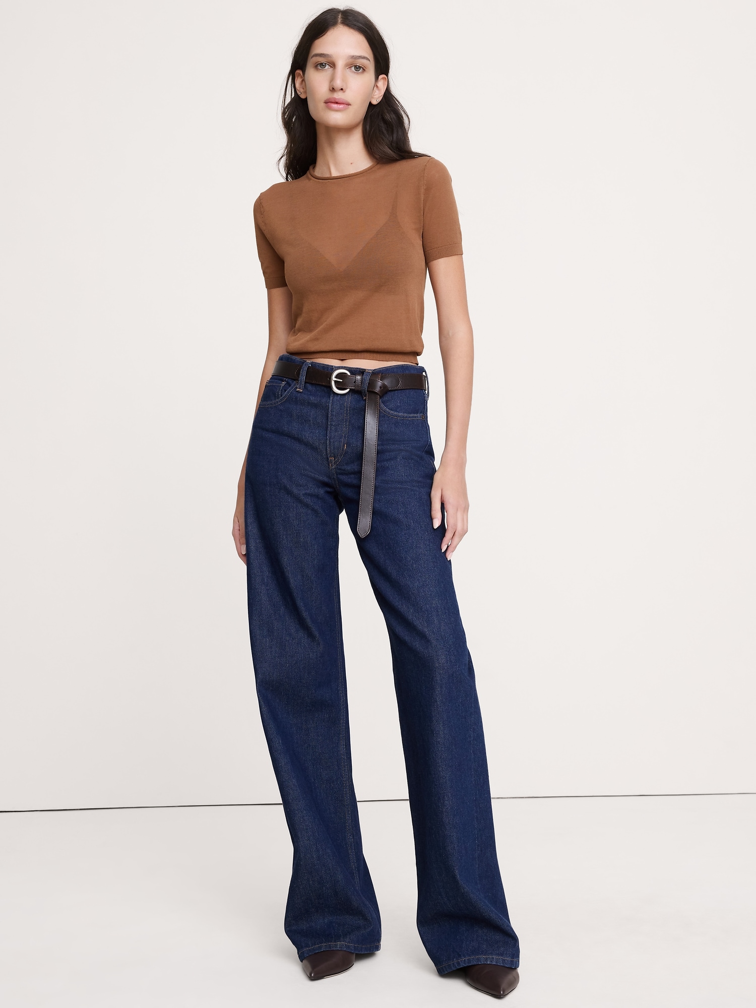 T-SHIRT EN TRICOT DE COTON DIAPHANE ULTRA-FIN