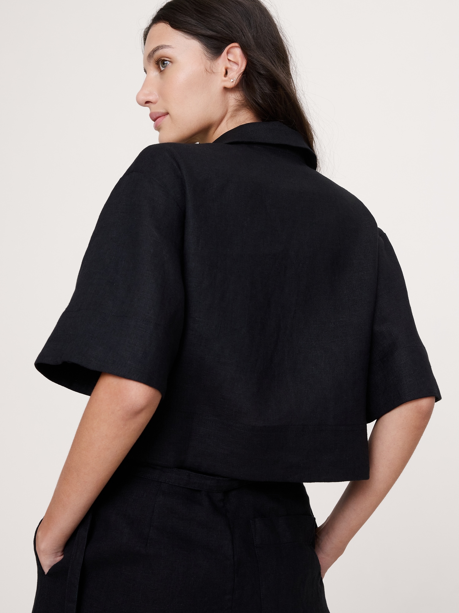 リネン タイフロント シャツ-1