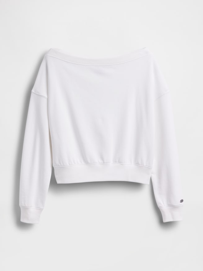 ヴィンテージソフト フレンチテリー オーバーサイズ オープンネックライン クロップド スウェットシャツ-4