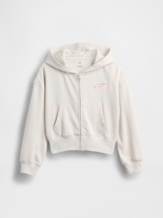 ヴィンテージソフト フレンチテリー オーバーサイズ SAKURA GAPロゴ ジップアップパーカー (キッズ)-1