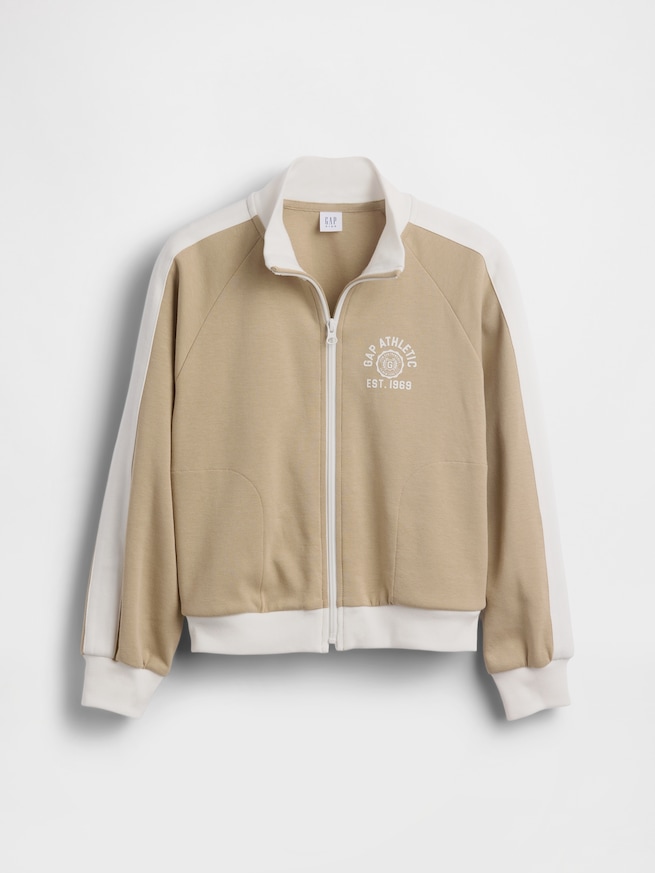 GapFit テック リラックスフィット GAPアスレチックロゴ ジップアップジャケット (キッズ)-1