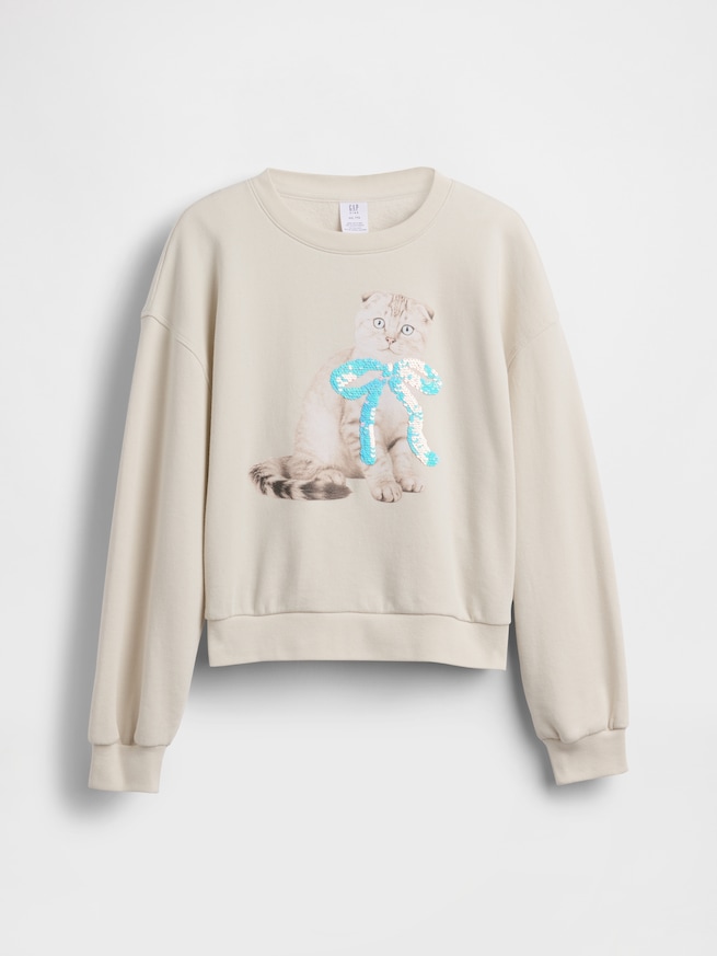 オーバーサイズ ウェッジ フリッピースパンコール グラフィック スウェットシャツ (キッズ)-1