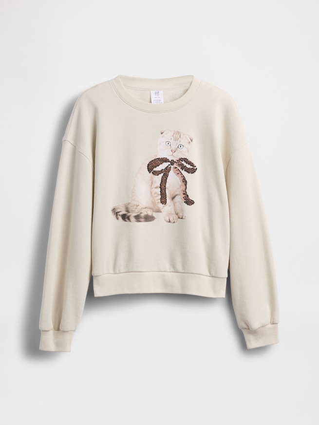 オーバーサイズ ウェッジ フリッピースパンコール グラフィック スウェットシャツ (キッズ)-3