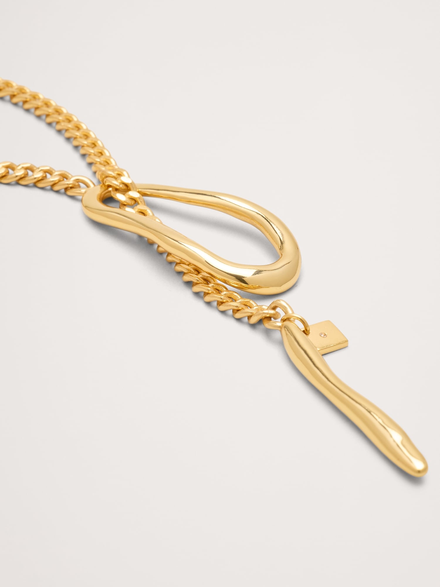 アブストラクト オーバル ドロップ ネックレス-2