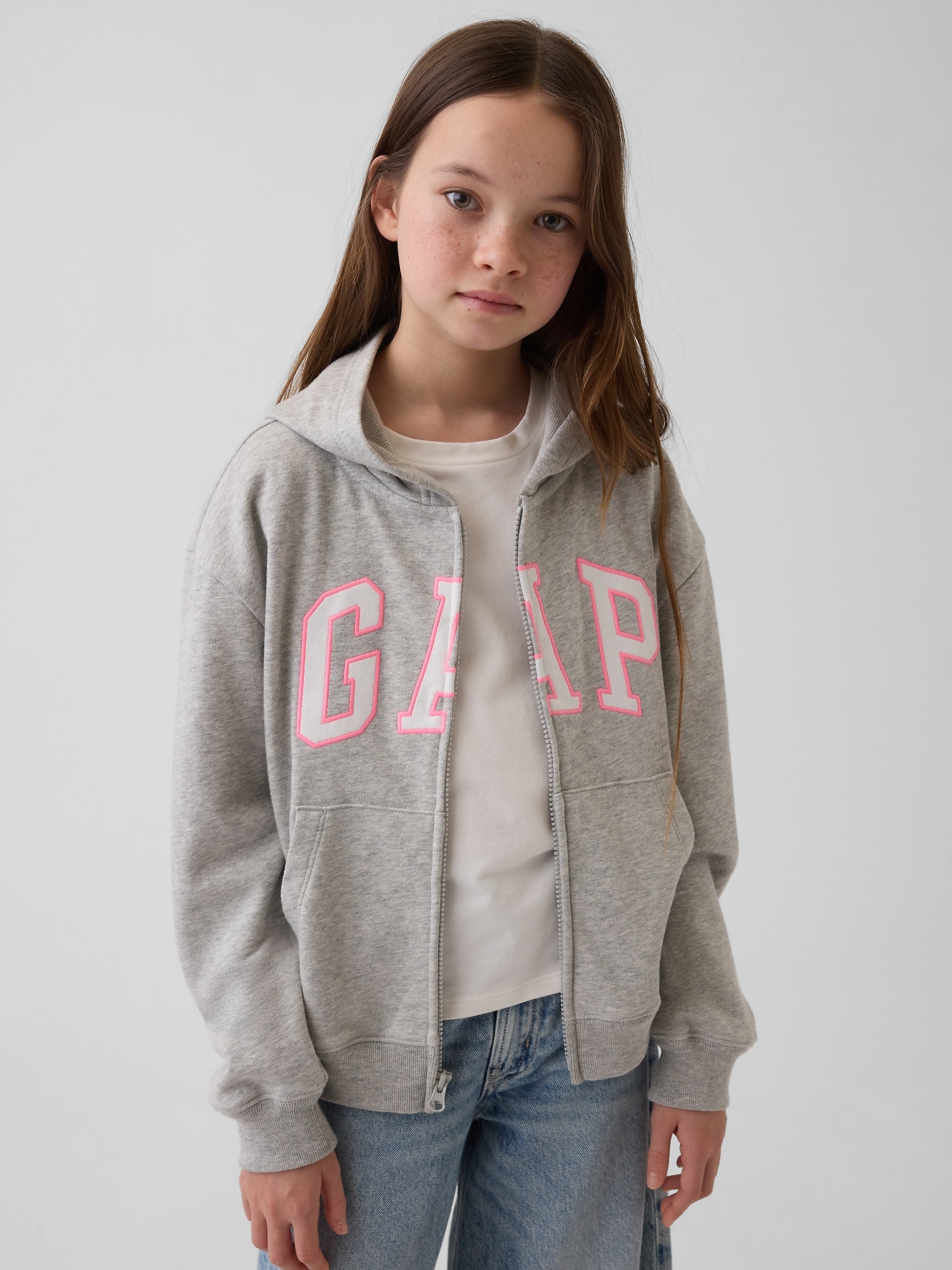 リラックスフィット GAPロゴ ジップアップパーカー (キッズ)-1