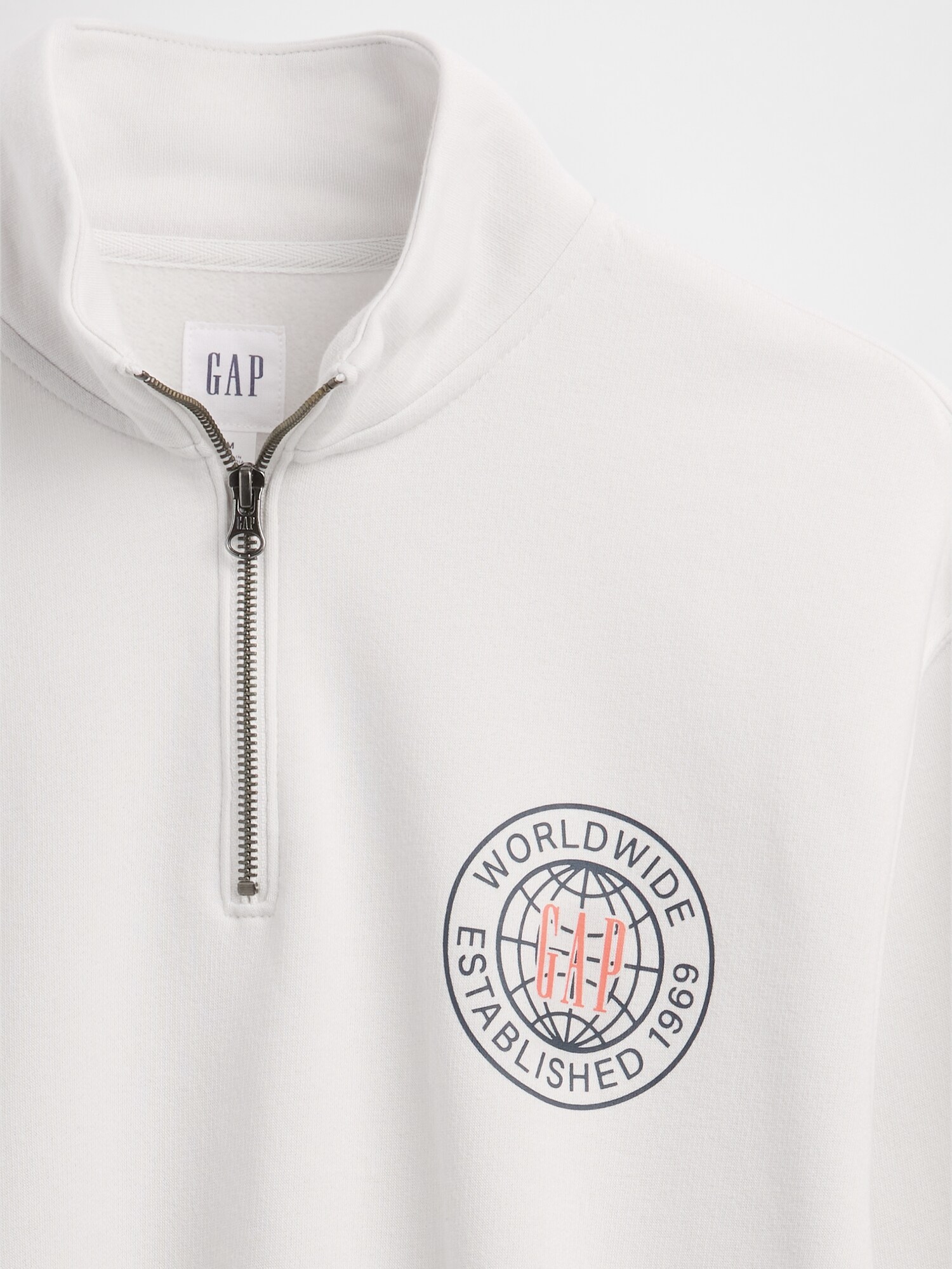 リラックスフィット GAPロゴ グラフィック 1/4 ジップアップ スウェットシャツ-3