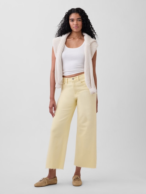 High Rise Stride Wide-Leg Ankle Jeans