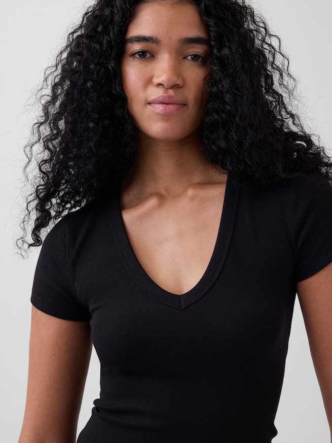 モダン VネックTシャツ-3