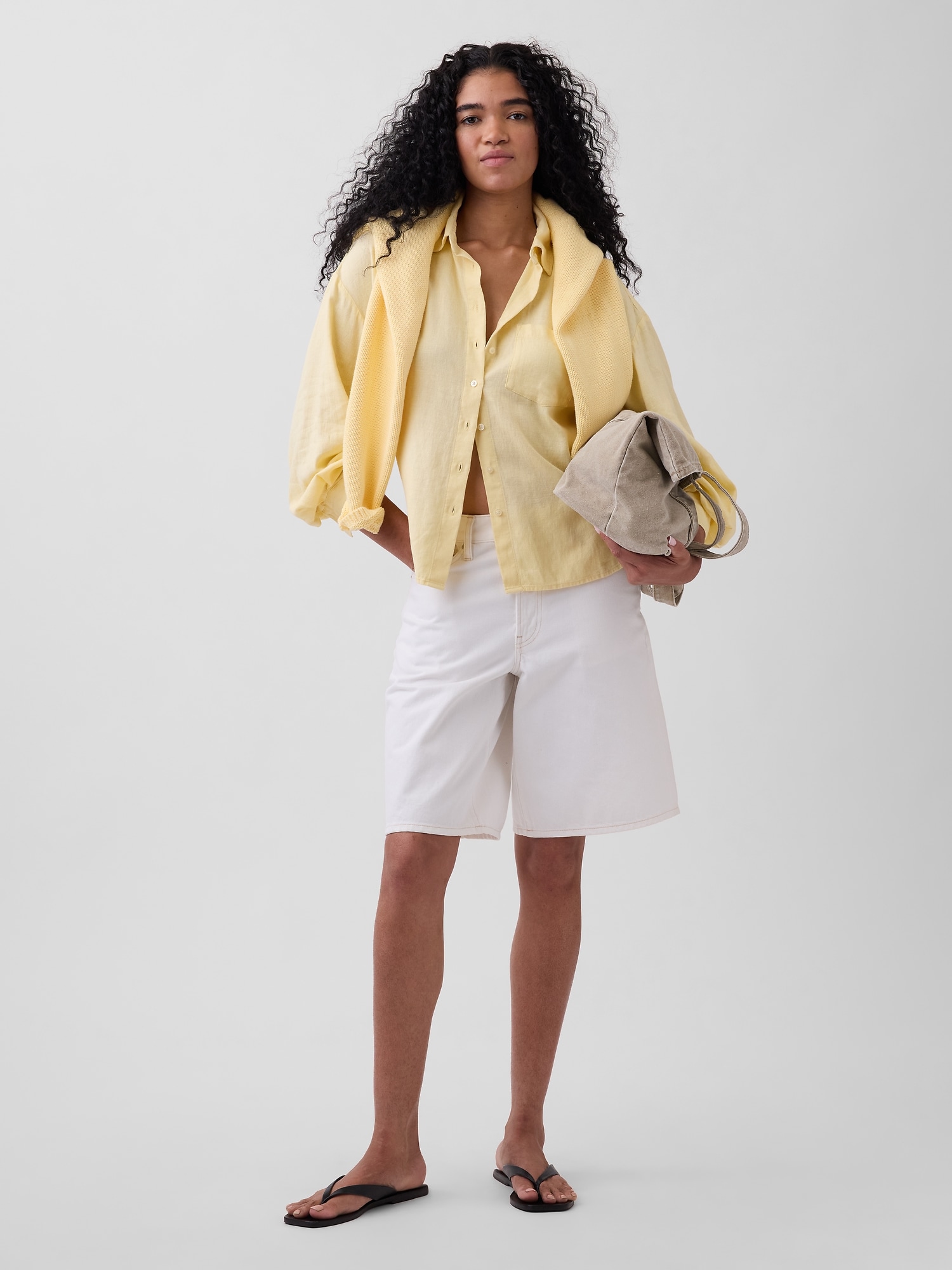 リネンブレンド オーバーサイズシャツ-1